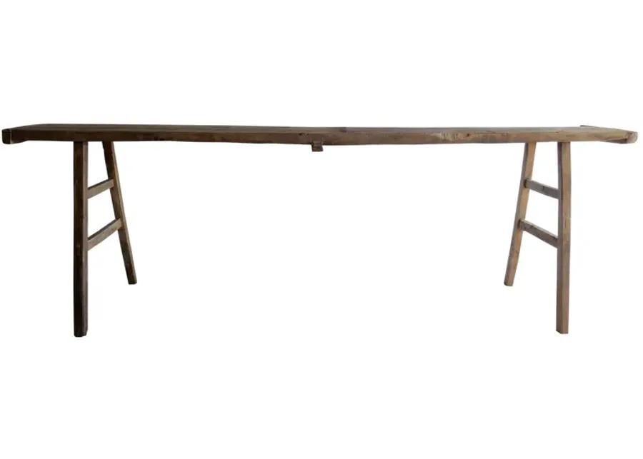 Antique Elmwood Rustic Console Table - Brown