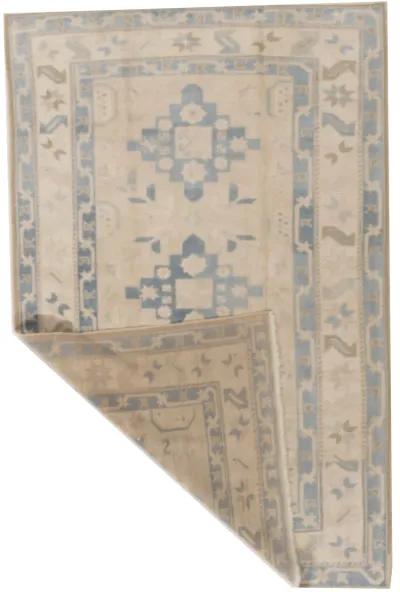 Turkish Oushak Area Rug 4'2 X 6'7 - blue - blue