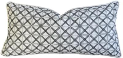 Charcoal/White Woven Embroidered Pillow