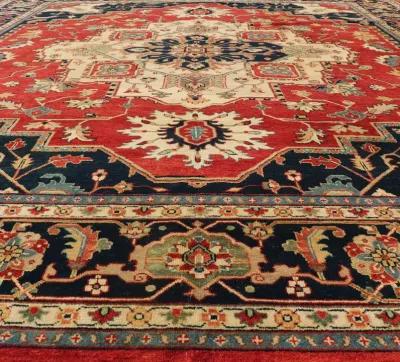 Serapi-Heriz Geo Rug 11'10 x 15' - Keivan Woven Arts - Red - Red