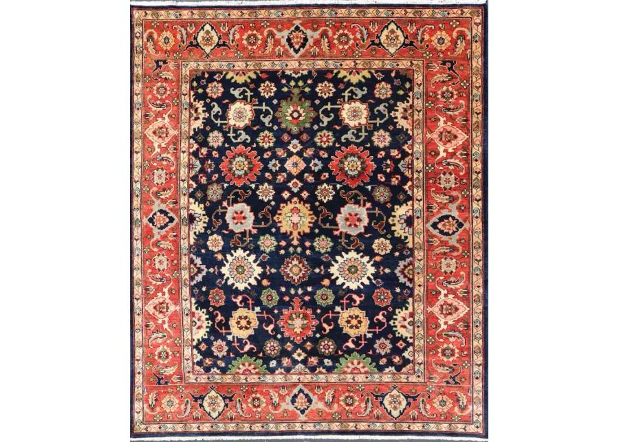 Floral Sultanabad-Mahal Rug - 9'0 x 12'0 - Keivan Woven Arts - blue - blue