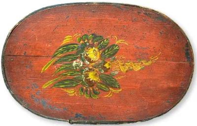 Antique Tole Painted Bride's Box - New England Mercantile - Red