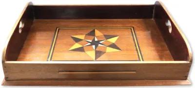 Antique Inlaid Nautical Star Tray - New England Mercantile - Brown