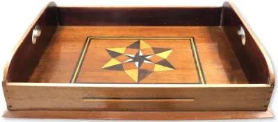 Antique Inlaid Nautical Star Tray - New England Mercantile - Brown