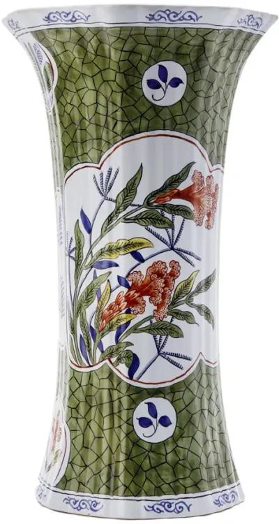 Handpainted French Favrile Vase - Fleur de Lex Antiques - Green