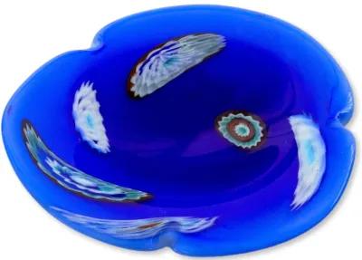 Midcentury Murano Glass Bowl - The Queens Landing - Handcrafted - Blue