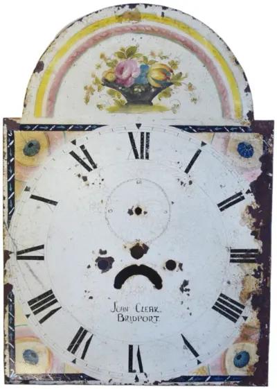 Antique Hand-Painted Floral Clock Face - Black