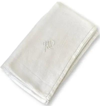 1920s French "H D" Dinner Napkins - Set of 10 - New England Mercantile - White