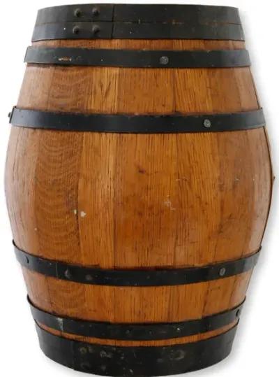 Vintage Wood Sherry Barrel w/Advertising - New England Mercantile - Brown