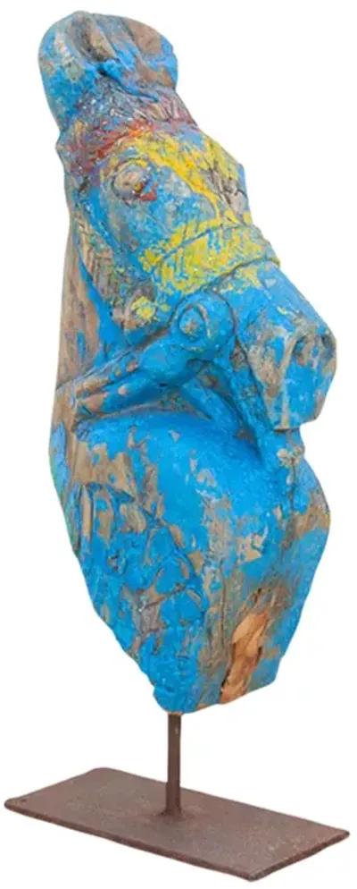 Antique Jodhpur Blue Horse Bust - de-cor