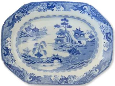 Early Staffordshire Platter - C. 1780 - Rose Victoria - Blue