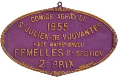 1955 French Prize Award Trophy Plaque - purple