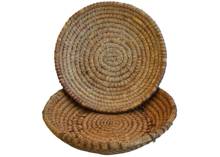 French Woven Dough Bread Bowls Set of 2 - brown