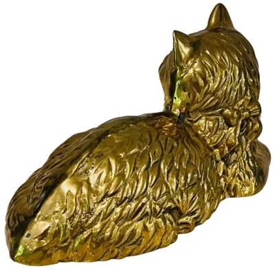 Large 10.5"L Solid Brass Cat