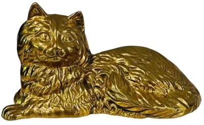 Large 10.5"L Solid Brass Cat