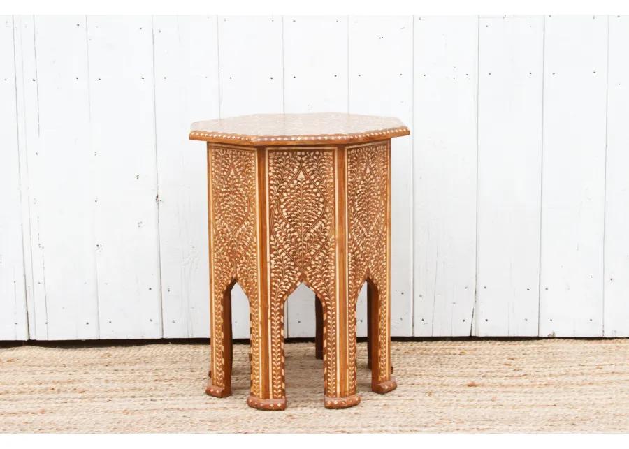 Finely Inlay Tall Moorish End Table - Handcrafted