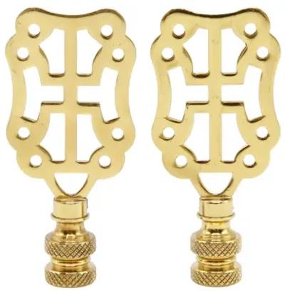 Chinoiserie Brass Lamp Finials - a Pair - Gold - Fits a standard size lamp harp