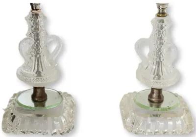 Midcentury Glass Nightstand Lamps - Set of 2