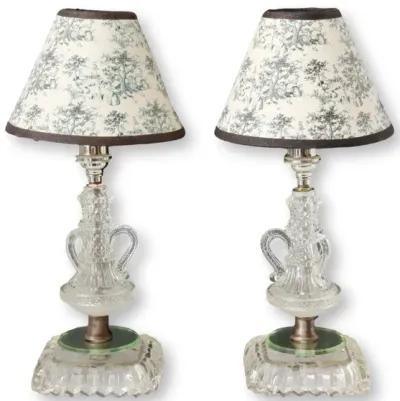 Midcentury Glass Nightstand Lamps - Set of 2