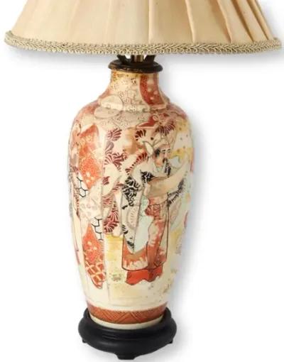 Japanese Satsuma Vase Lamp - Handcrafted - Orange