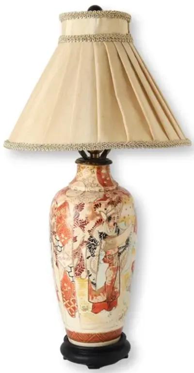 Japanese Satsuma Vase Lamp - Handcrafted - Orange