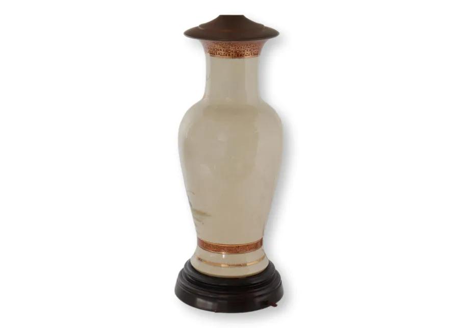 Japanese Satsuma Vase Lamp - Handcrafted - White