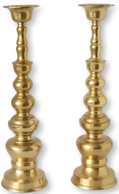 Midcentury Japanese Brass Candlesticks - Gold