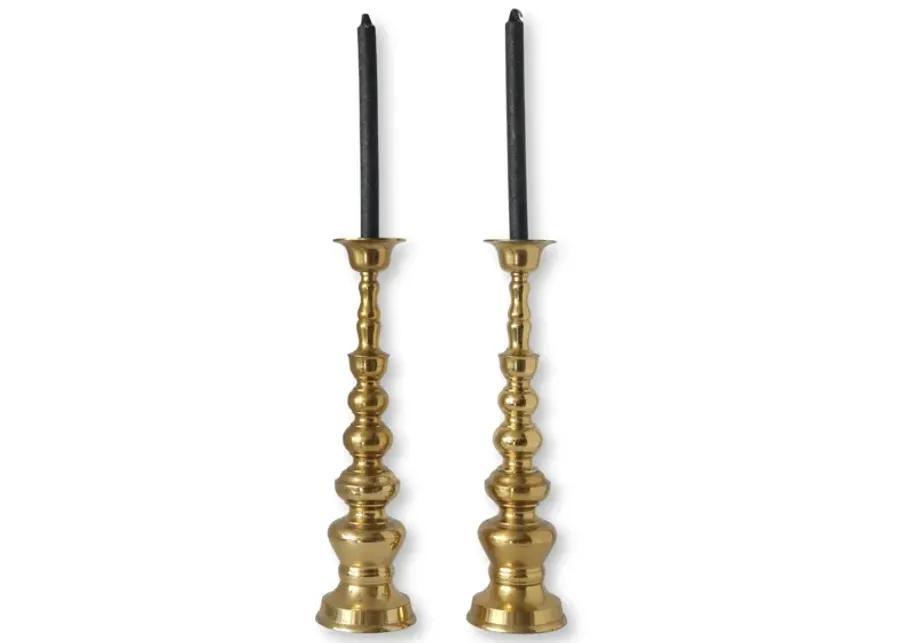 Midcentury Japanese Brass Candlesticks - Gold