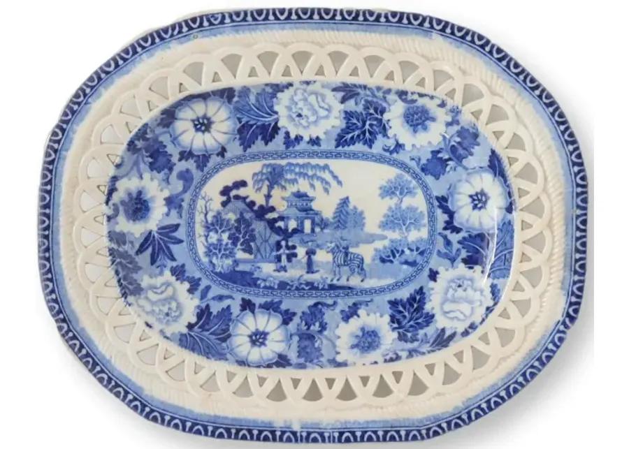 1820s Rogers Zebra Serving Plate - Blue