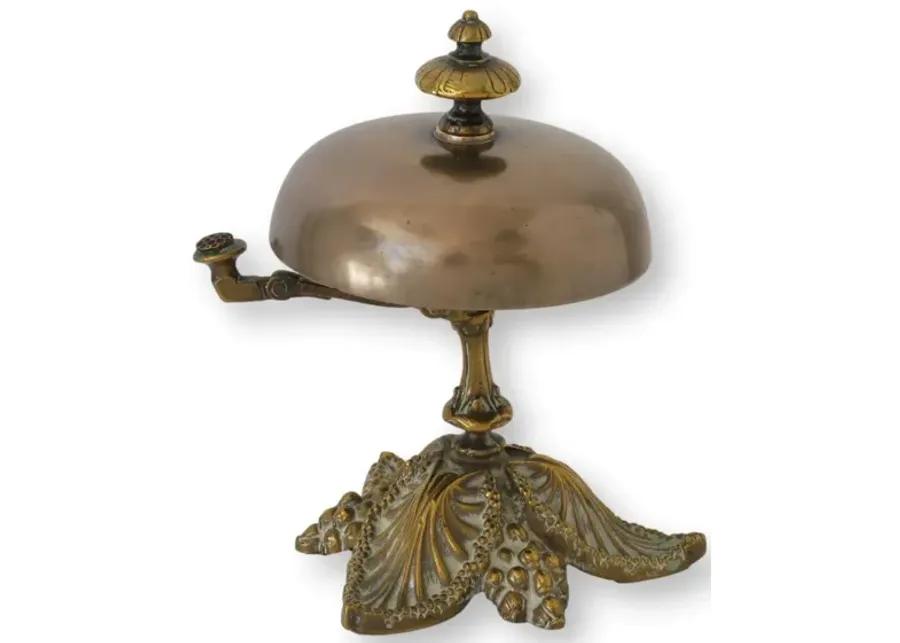 Antique English Hotel Front Desk Bell - Brown