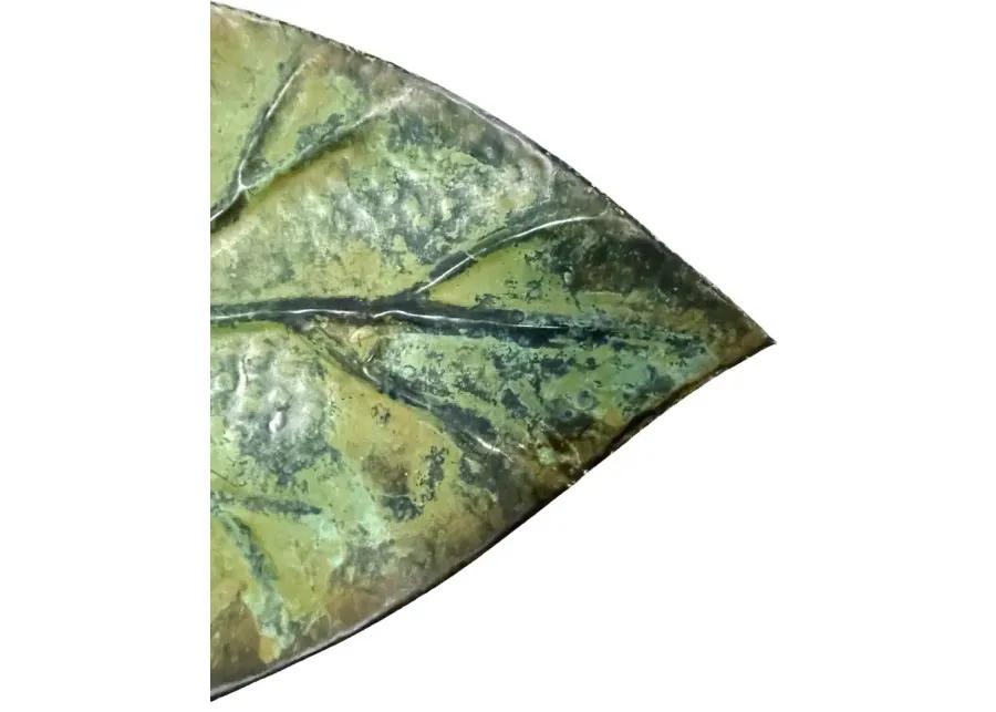 Pressed Bronze Leaf Platter - green