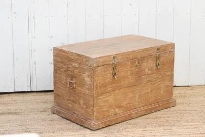 Mid-Century Whitewash Teak Trunk - Brown