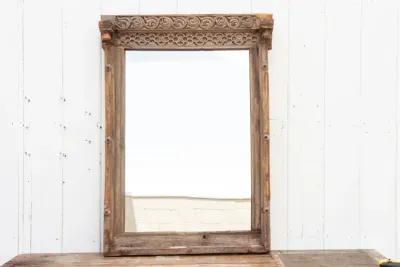 Rajasthan Haveli Carved Mirror - Brown