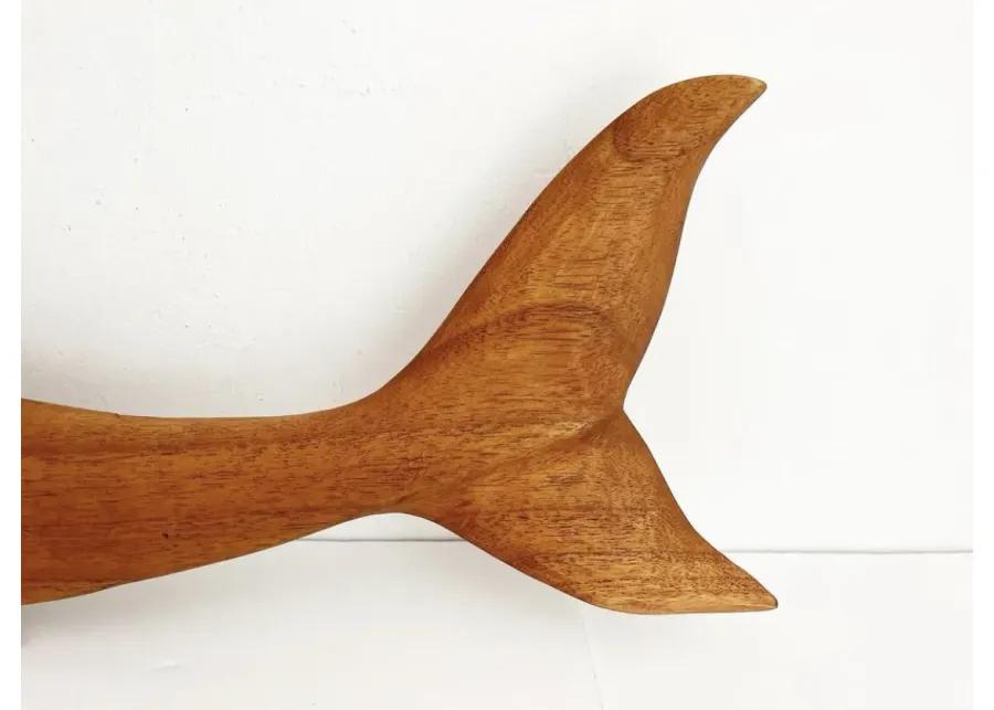 Midcentury Teak Whales Wall Decor - Brown