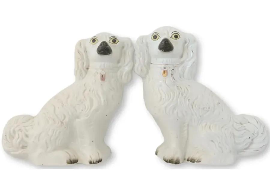 19th-C. Staffordshire King Charles Dogs