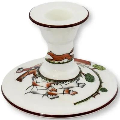 Porcelain Hunting Scene Candstick