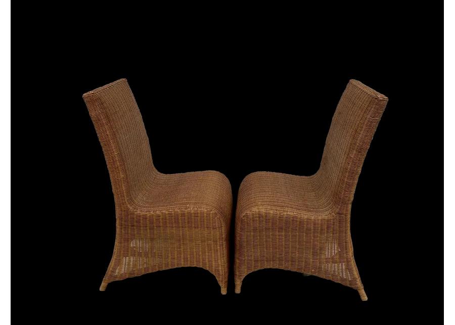 Mid-Century Draped Wicker Dining Chairs - Brown