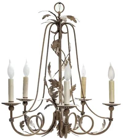 Iron Oak Leaf Metal & Wood Chandelier