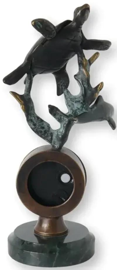 Bronze Sea Life Clock - Brown