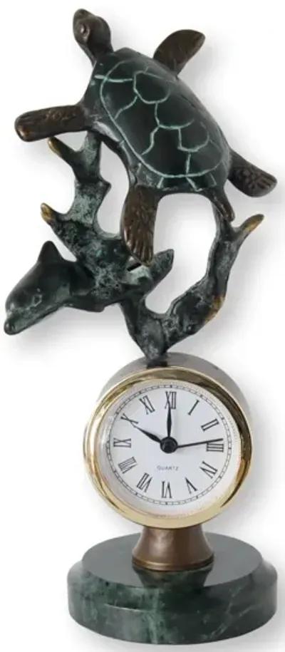 Bronze Sea Life Clock - Brown