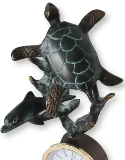 Bronze Sea Life Clock - Brown