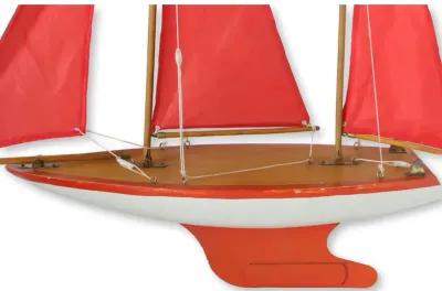 MIdcentury English Pond Boat with Stand - Red