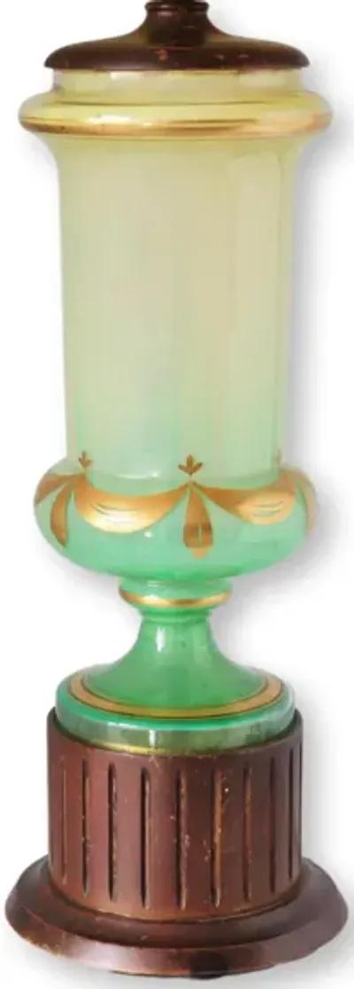 1960s Bohemian Glass Table Lamp - Green