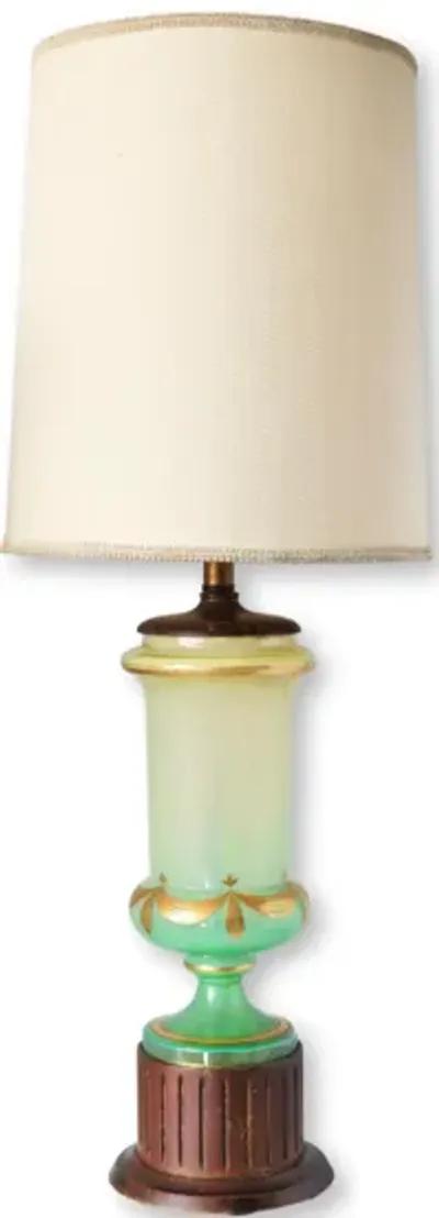 1960s Bohemian Glass Table Lamp - Green