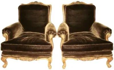 French Bergeres Chairs 19th Century Pair