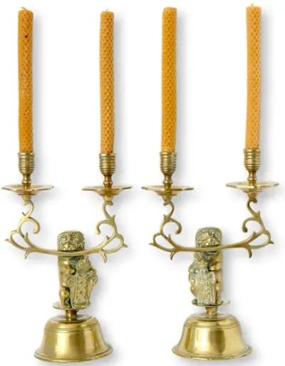 Amsterdam Lion Coat of Arms Candelabras - Gold