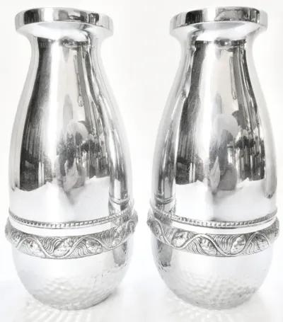 English Arts & Crafts Vases - Set of 2 - Silver