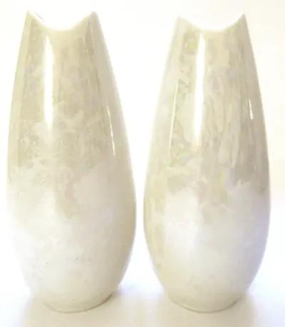 1960s McCoy Marble-Glaze Vases - Set of 2 - White