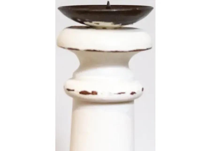 Antique Slim Indian Candle Holder - White