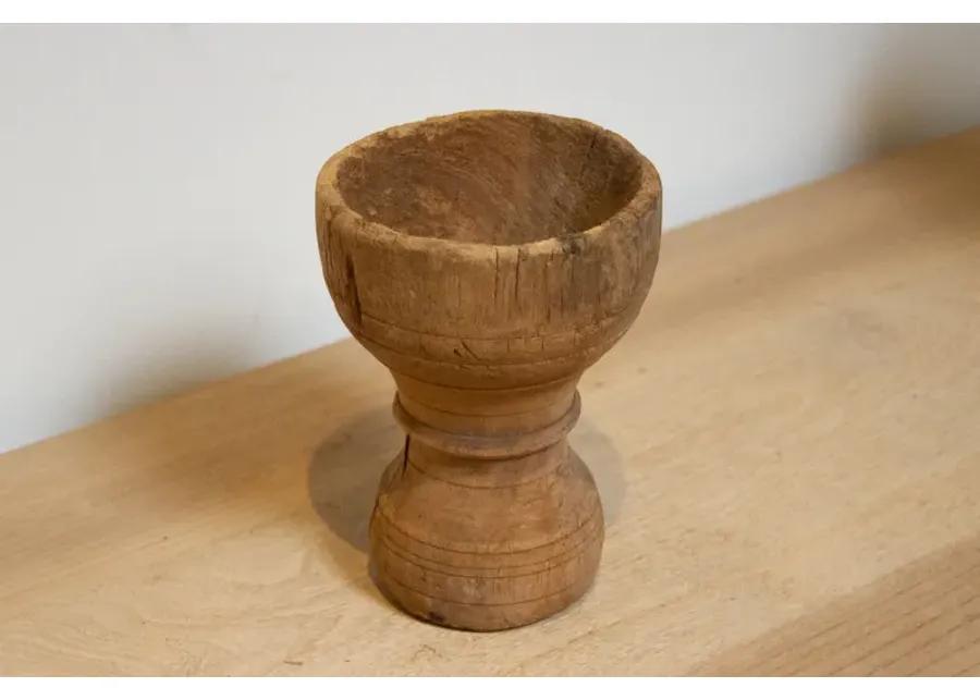 Rustic Bleach Wood Candle Holder-Jeypore